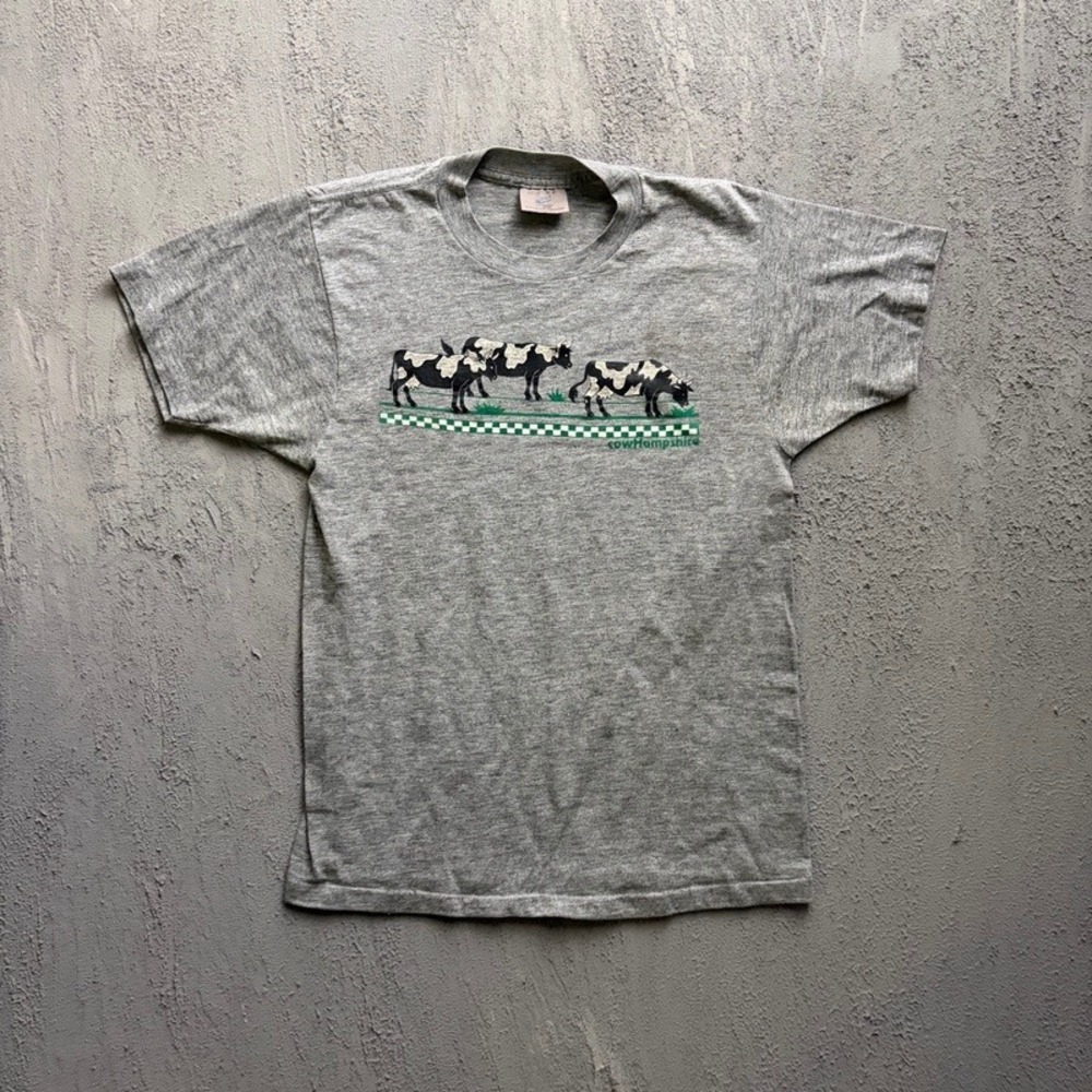 Vintage New Hampshire Shirt Small Grey 1970s Cow Hampshire